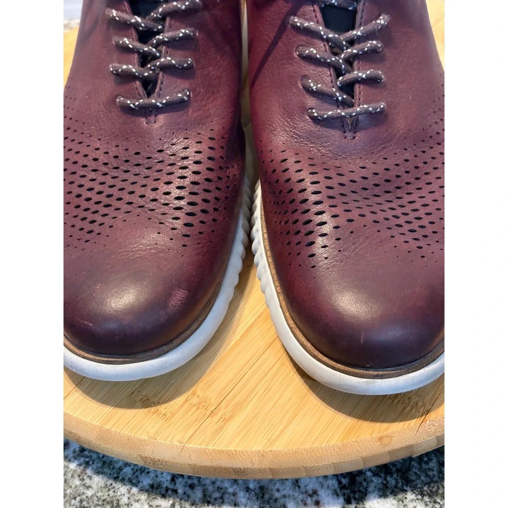 Cole Haan ZeroGrand Mens Burgundy Leather Perforated Wingtip Oxford Sneakers 11M